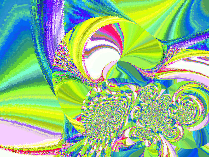 Colorful Fractal Pattern — Green, Vibrant, Abstract, Spirals, Colors