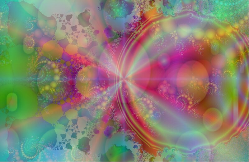 Colorful Fractal Pattern — Green, Vibrant, Abstract, Spirals
