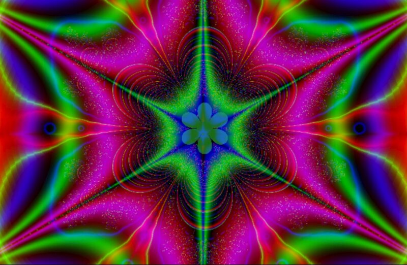 Colorful Fractal Pattern — Green, Vibrant, Abstract, Star