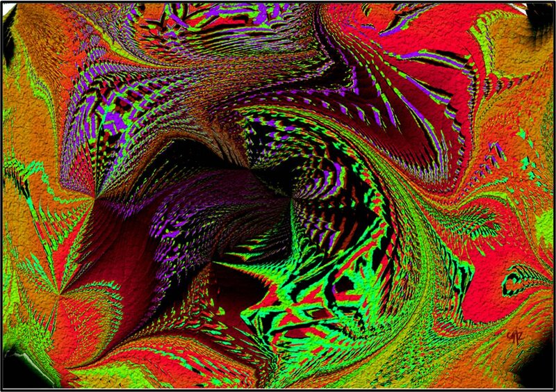 Colorful Fractal Pattern — Green, Vibrant, Abstract, Swirls, Patterns