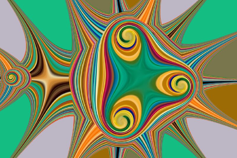 Colorful Fractal Pattern — Green, Vibrant, Abstract, Swirls