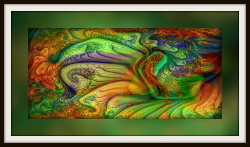 Colorful Fractal Pattern — Green, Vibrant, Abstract, Swirls, Waves