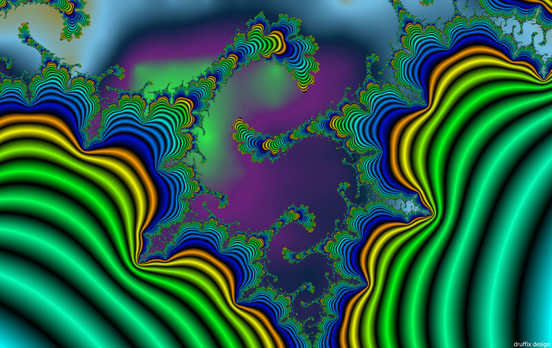 Colorful Fractal Pattern — Green, Vibrant, Abstract, Waves
