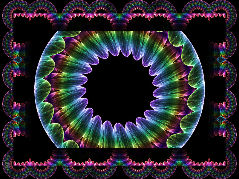 Colorful Fractal Pattern — Green, Vibrant, Digital Art, Circle