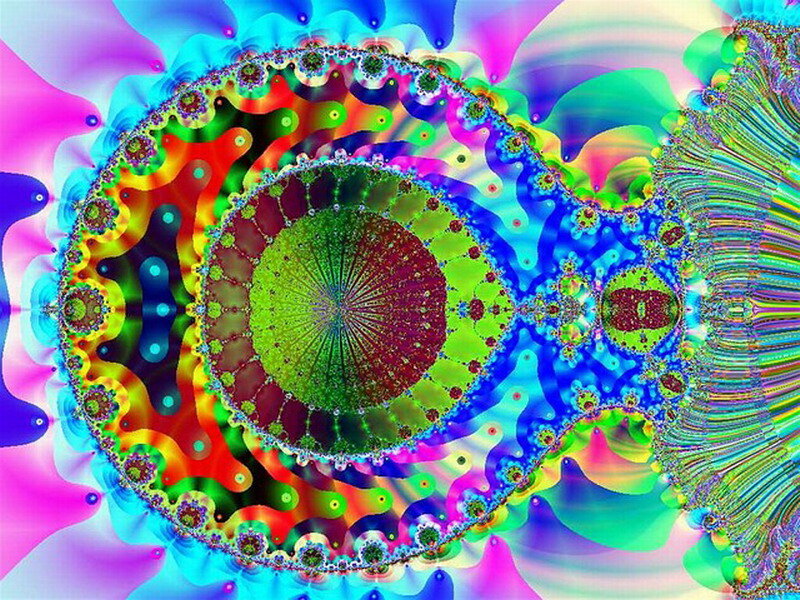 Colorful Fractal Pattern — Green, Vibrant, Digital Art, Circles
