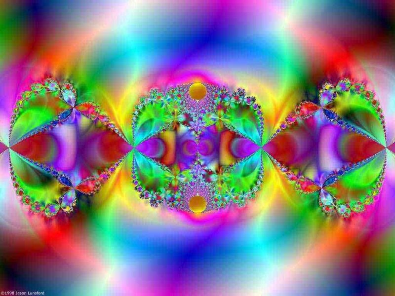 Colorful Fractal Pattern — Green, Vibrant, Digital Art, Colors, Symmetry