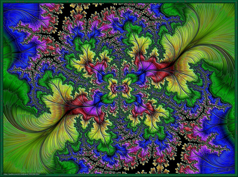 Colorful Fractal Pattern — Green, Vibrant, Digital Art, Colors