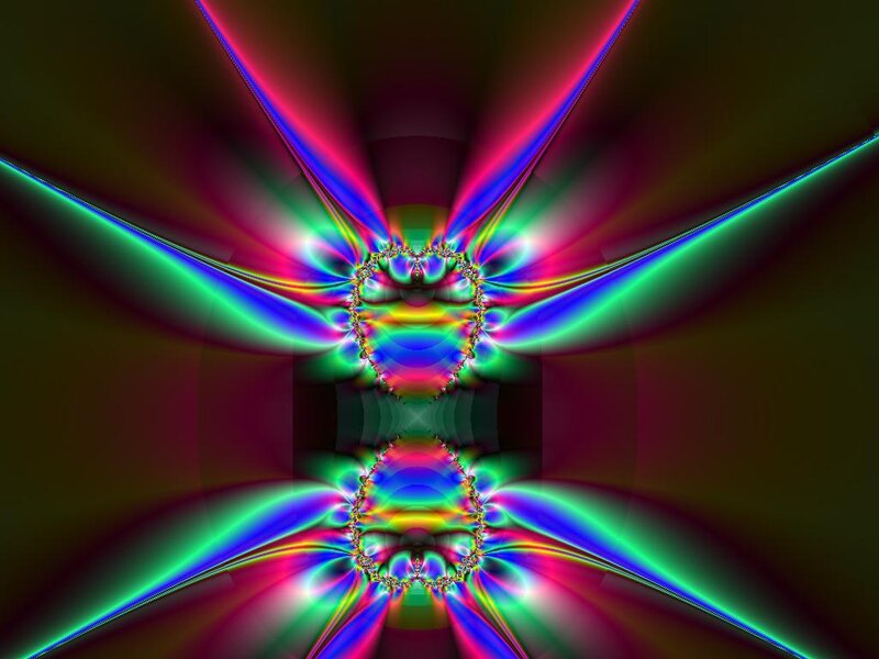Colorful Fractal Pattern — Green, Vibrant, Digital Art, Heart Shape