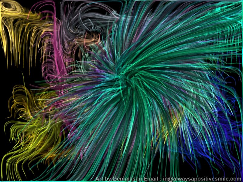 Colorful Fractal Pattern — Green, Vibrant, Digital Art, Lines