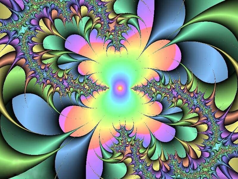 Colorful Fractal Pattern — Green, Vibrant, Digital Art, Spiral, Colors
