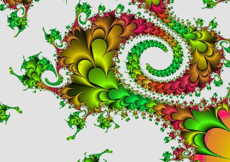Colorful Fractal Pattern — Green, Vibrant, Digital Art, Spiral
