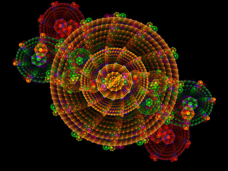 Colorful Fractal Pattern — Green, Vibrant, Digital Art, Spirals