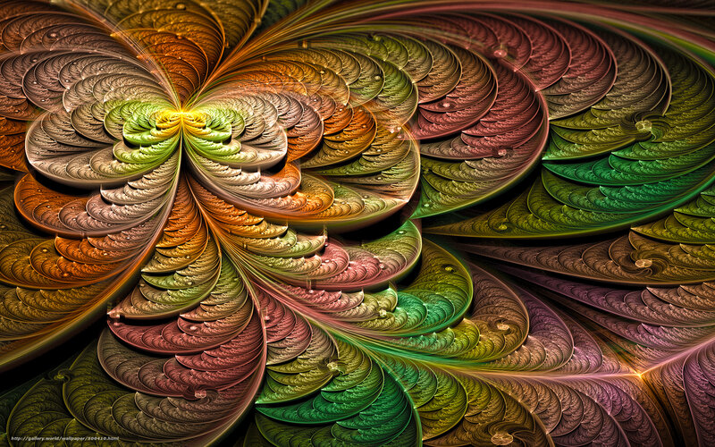 Colorful Fractal Pattern — Green, Vibrant, Digital Art, Swirls, Colors