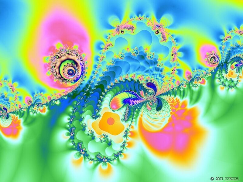 Colorful Fractal Pattern — Green, Vibrant, Digital Art