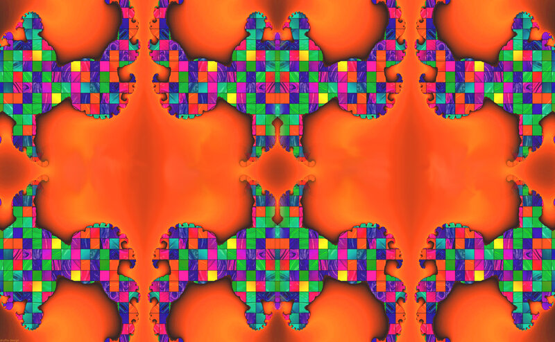 Colorful Fractal Pattern — Orange, Vibrant, Digital Art, Squares