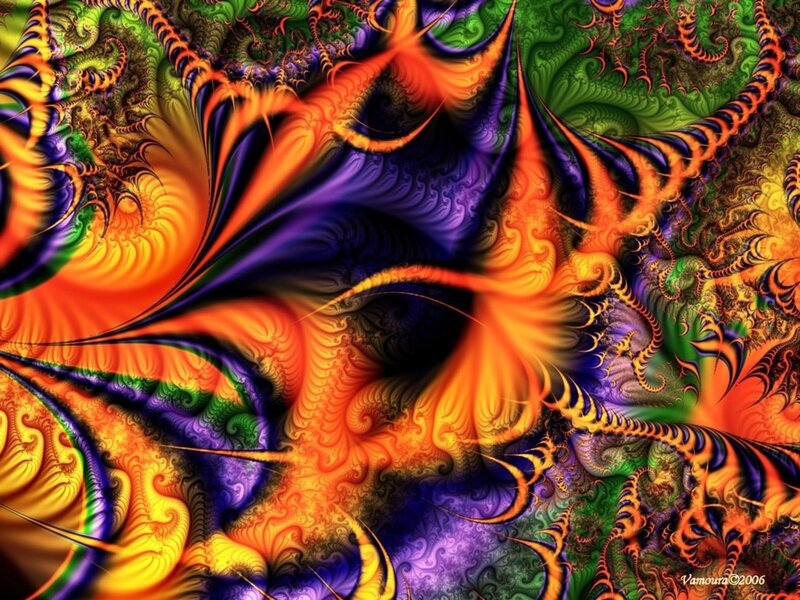 Colorful Fractal Pattern — Orange, Vibrant, Digital Art, Swirls