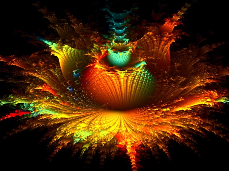 Colorful Fractal Pattern — Orange, Vibrant, Digital Art