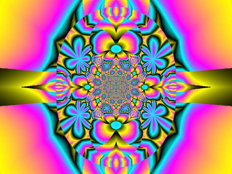 Colorful Fractal Pattern — Pink, Hypnotic, Digital Art, Flowers