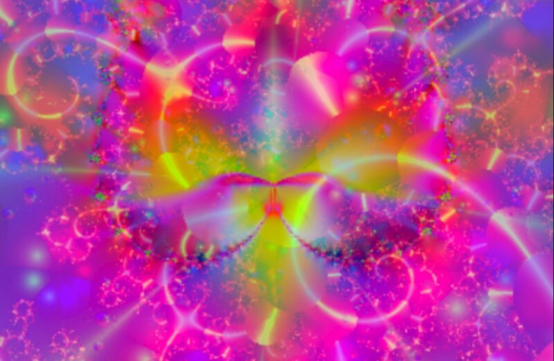 Colorful Fractal Pattern — Pink, Vibrant, Abstract, Circles, Light Rays