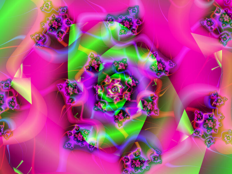 Colorful Fractal Pattern — Pink, Vibrant, Abstract, Spirals, Flowers