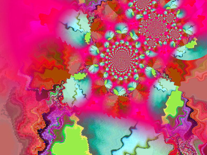 Colorful Fractal Pattern — Pink, Vibrant, Abstract, Spirals, Patterns
