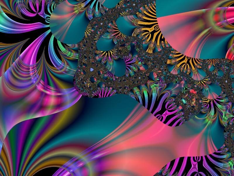 Colorful Fractal Pattern — Pink, Vibrant, Abstract, Swirls, Patterns, Teal