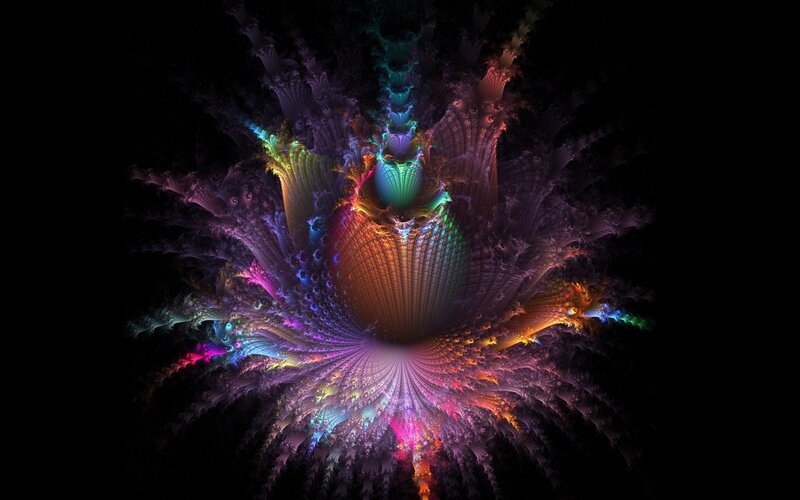 Colorful Fractal Pattern — Purple, Dramatic, Digital Art