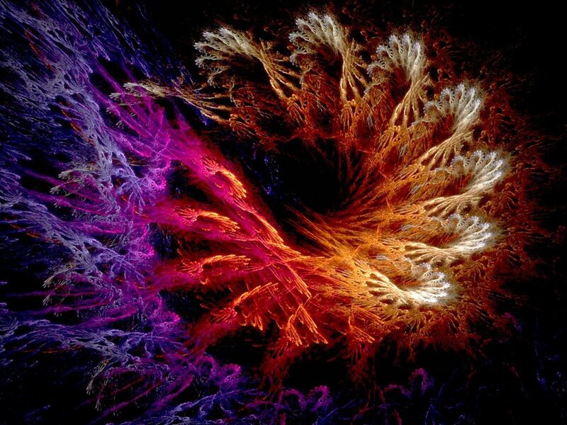 Colorful Fractal Pattern — Purple, Dynamic, Abstract, Colors, Dark Background