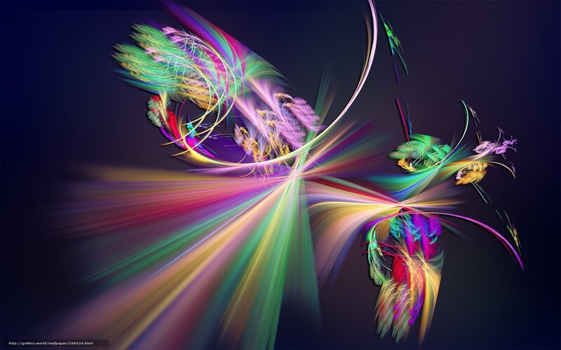 Colorful Fractal Pattern — Purple, Dynamic, Abstract, Light Streaks, Dark Background