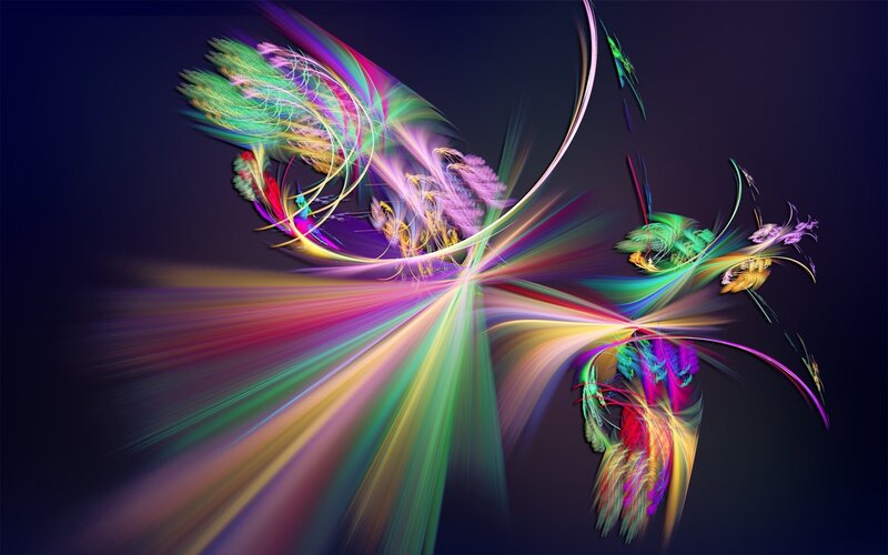Colorful Fractal Pattern — Purple, Dynamic, Abstract, Light Streaks