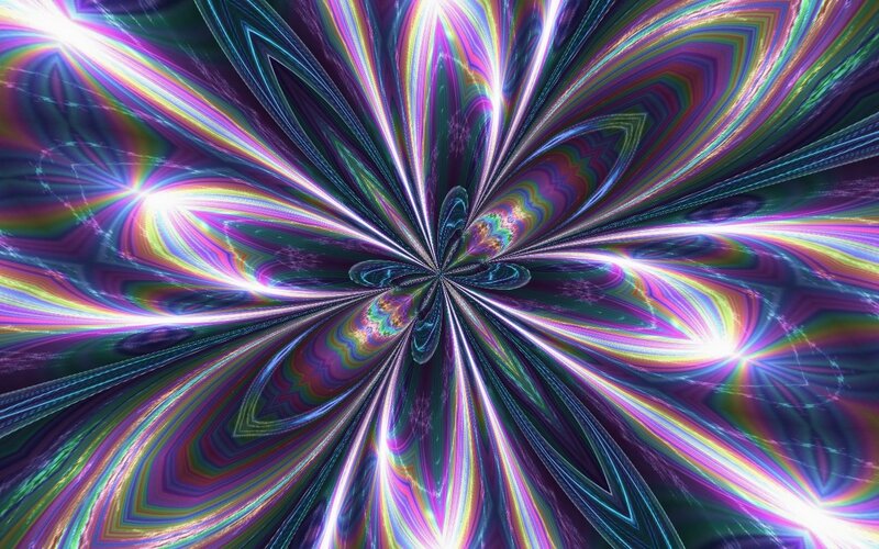 Colorful Fractal Pattern — Purple, Hypnotic, Abstract, Light Rays