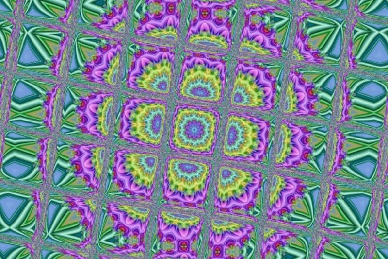 Colorful Fractal Pattern — Purple, Hypnotic, Abstract, Mandala, Grid