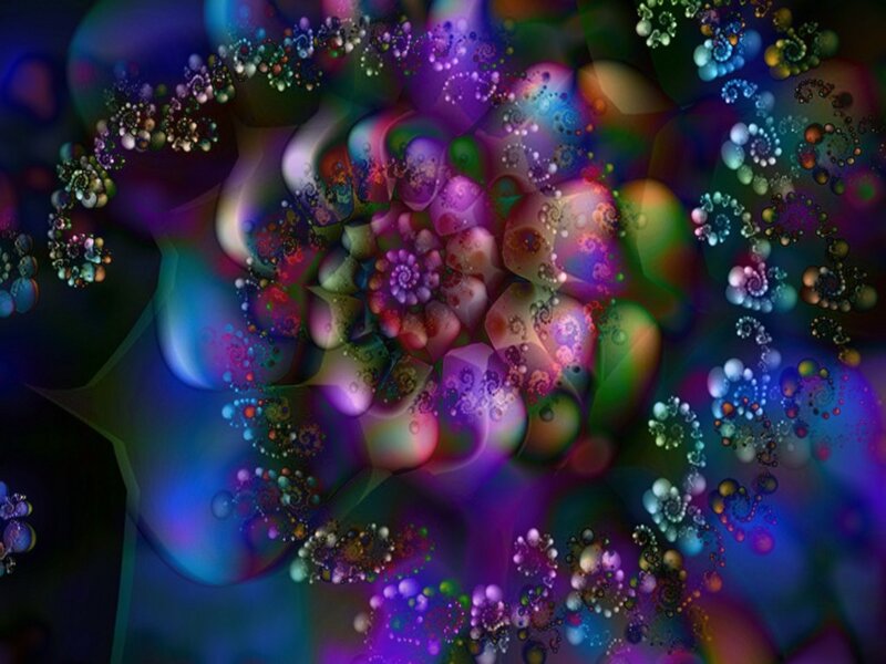 Colorful Fractal Pattern — Purple, Hypnotic, Abstract, Spirals, Bubbles