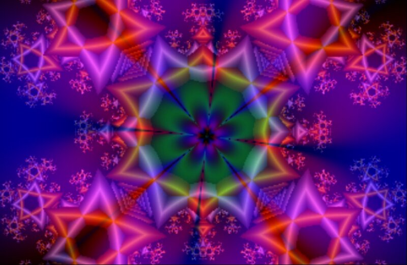 Colorful Fractal Pattern — Purple, Hypnotic, Abstract, Stars