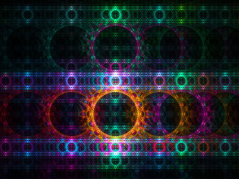 Colorful Fractal Pattern — Purple, Hypnotic, Digital Art, Circles, Glow