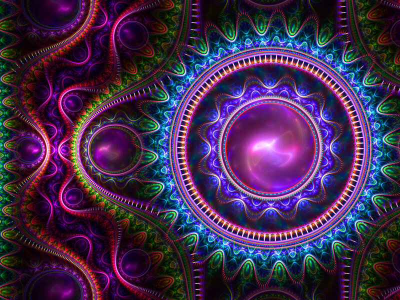 Colorful Fractal Pattern — Purple, Hypnotic, Digital Art, Circles, Spirals