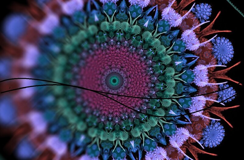 Colorful Fractal Pattern — Purple, Hypnotic, Digital Art, Flowers, Spiral