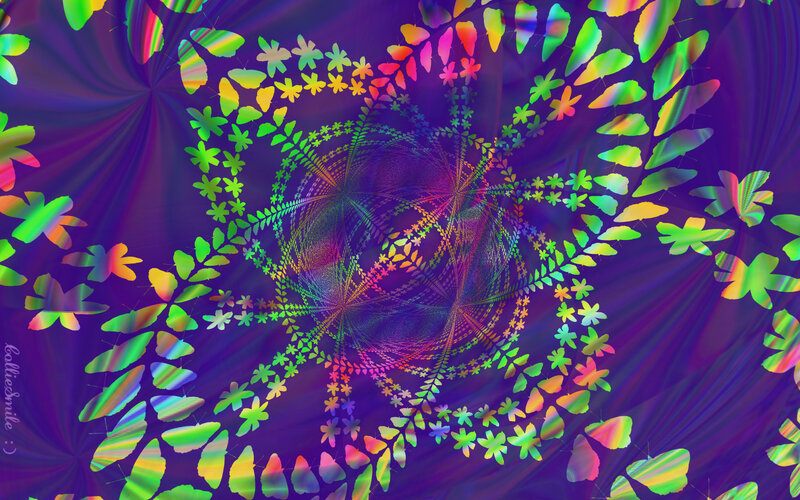 Colorful Fractal Pattern — Purple, Hypnotic, Digital Art, Flowers