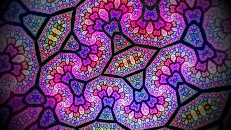 Colorful Fractal Pattern — Purple, Hypnotic, Digital Art, Geometric Shapes, Mandala