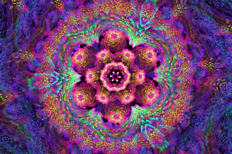 Colorful Fractal Pattern — Purple, Hypnotic, Digital Art, Mandala, Swirls