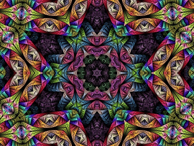 Colorful Fractal Pattern — Purple, Hypnotic, Digital Art, Mandala, Symmetry, Geometric