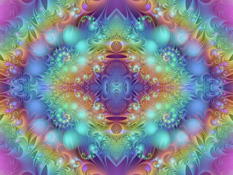 Colorful Fractal Pattern — Purple, Hypnotic, Digital Art, Mandala