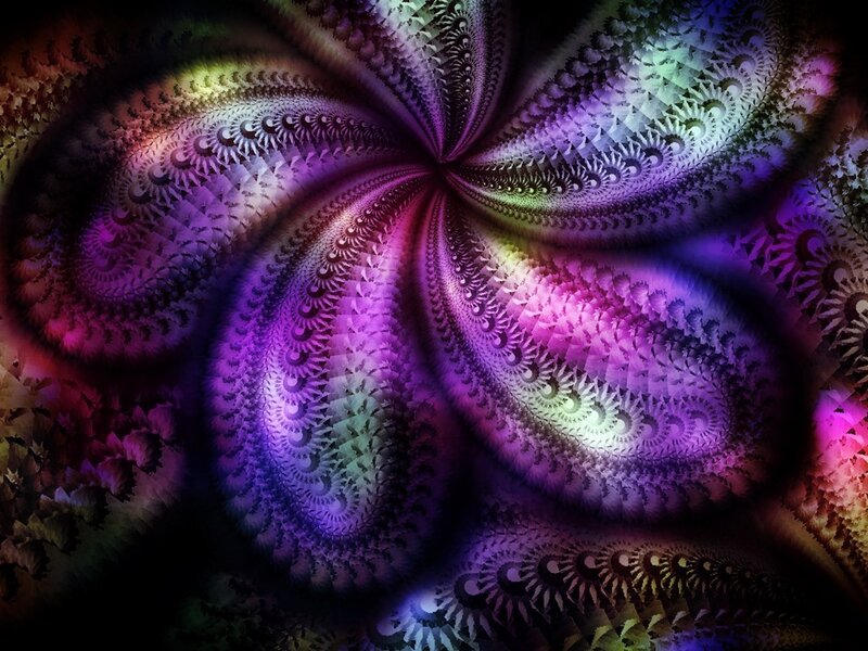 Colorful Fractal Pattern — Purple, Hypnotic, Digital Art, Spiral, Green