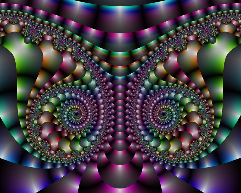 Colorful Fractal Pattern — Purple, Hypnotic, Digital Art, Spirals, Waves