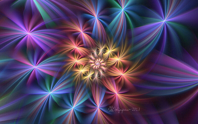 Colorful Fractal Pattern — Purple, Hypnotic, Digital Art, Stars