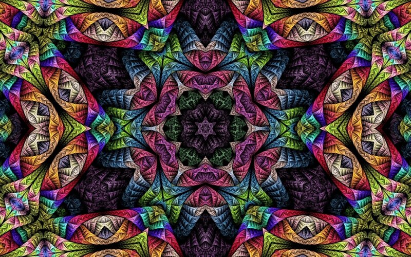 Colorful Fractal Pattern — Purple, Hypnotic, Digital Art, Symmetry, Mandala