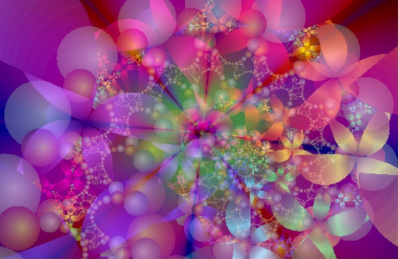 Colorful Fractal Pattern — Purple, Vibrant, Abstract, Circles, Flowers