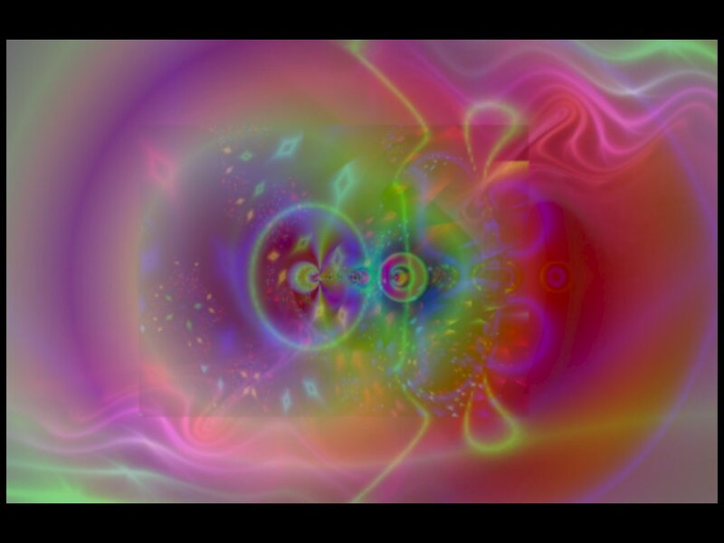 Colorful Fractal Pattern — Purple, Vibrant, Abstract, Circles, Light Beams