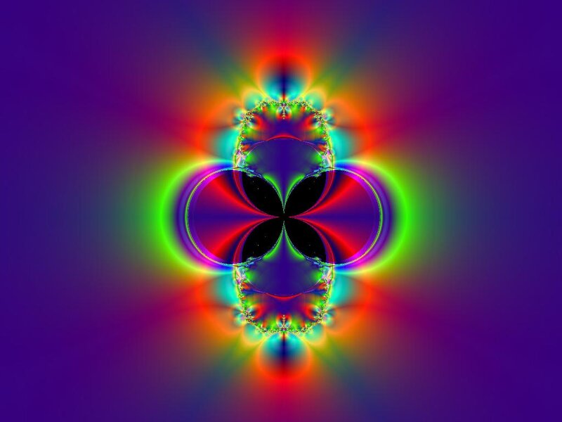 Colorful Fractal Pattern — Purple, Vibrant, Abstract, Circles, Light Rays, Symmetry