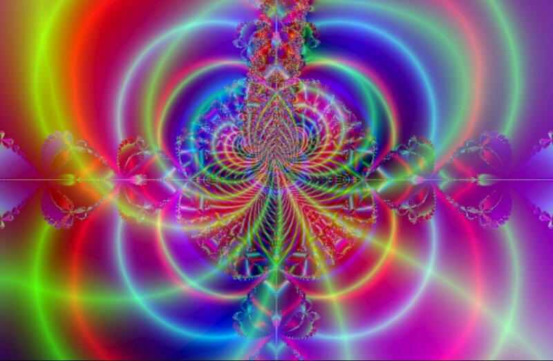 Colorful Fractal Pattern — Purple, Vibrant, Abstract, Circles, Light Rays